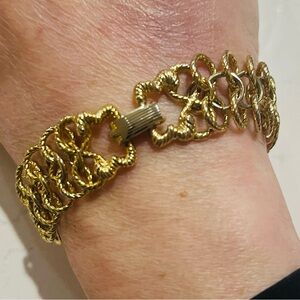 Vintage Goldette NY Rope Link Bracelet 7” Gold Tone 1950s 1960s Signed